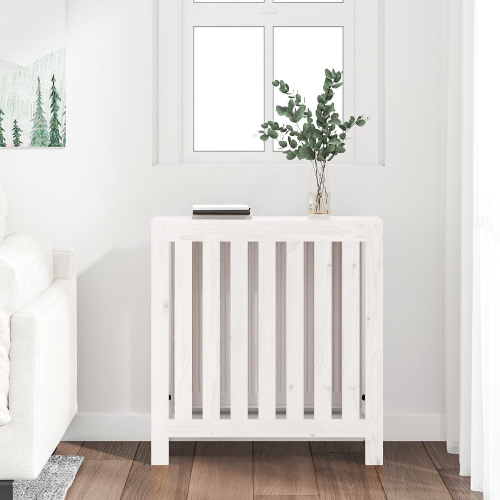 Vidaxl radiatorombouw 79,5x19x84 cm massief groenhout wit