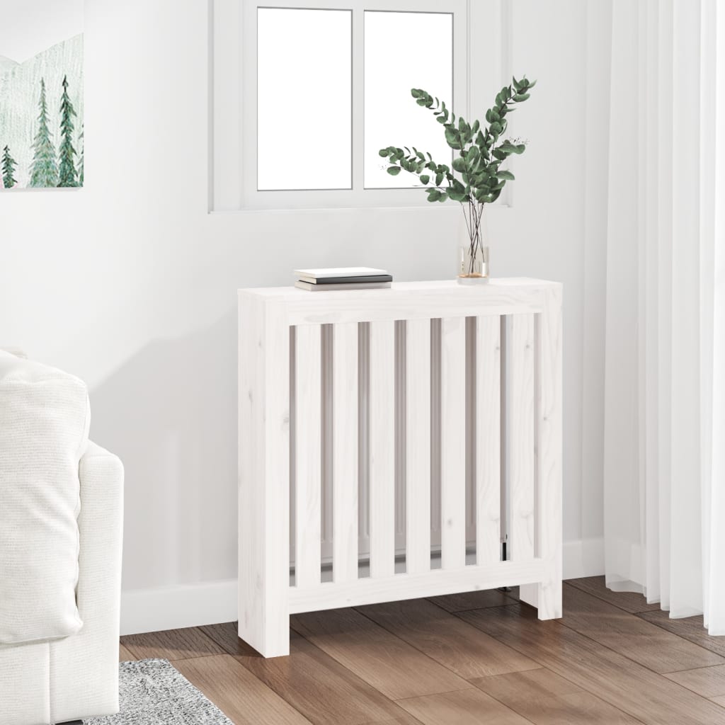 Vidaxl radiatorombouw 79,5x19x84 cm massief groenhout wit