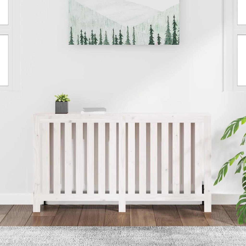 Vidaxl radiatorombouw 153x19x84 cm massief groenhout wit