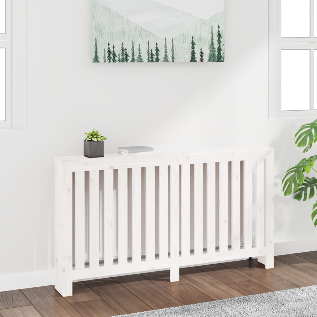Vidaxl radiatorombouw 153x19x84 cm massief groenhout wit