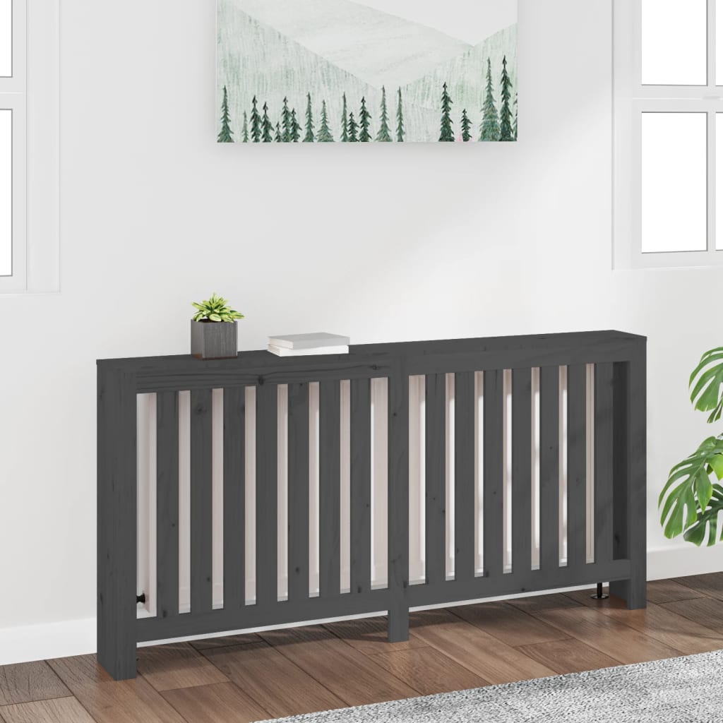 Vidaxl radiatorombouw 169x19x84 cm massief groenenhout grijs