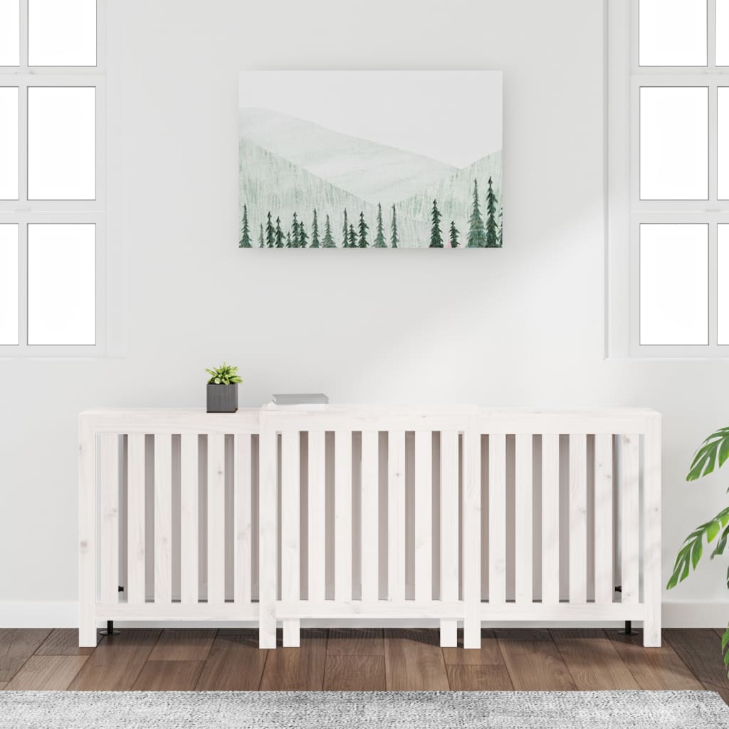 Vidaxl radiatorombouw 210x21x85 cm massief groenhout wit