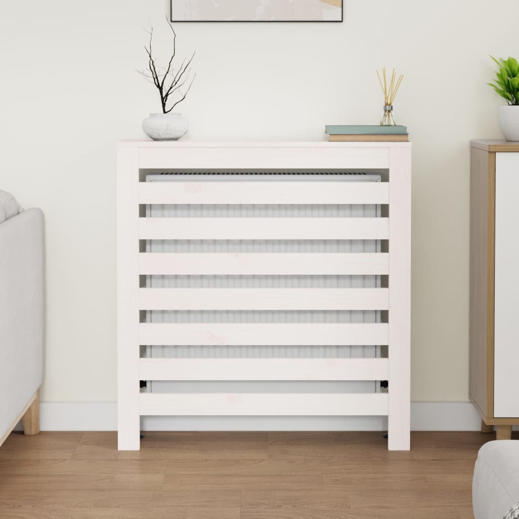 Vidaxl radiatorombouw 79,5x19x84 cm massief groenhout wit