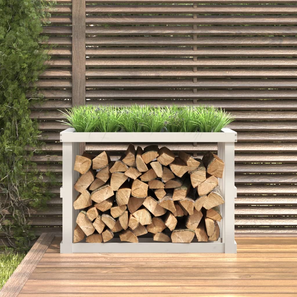 Vidaxl houtblokhouder 108x52x74 cm massief groenhout wit