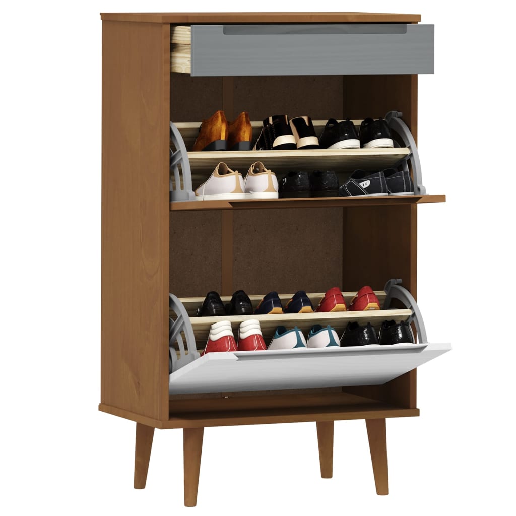 Vidaxl schoenenkast schimmel 59,5x35x103 cm massief groenenhout bruin