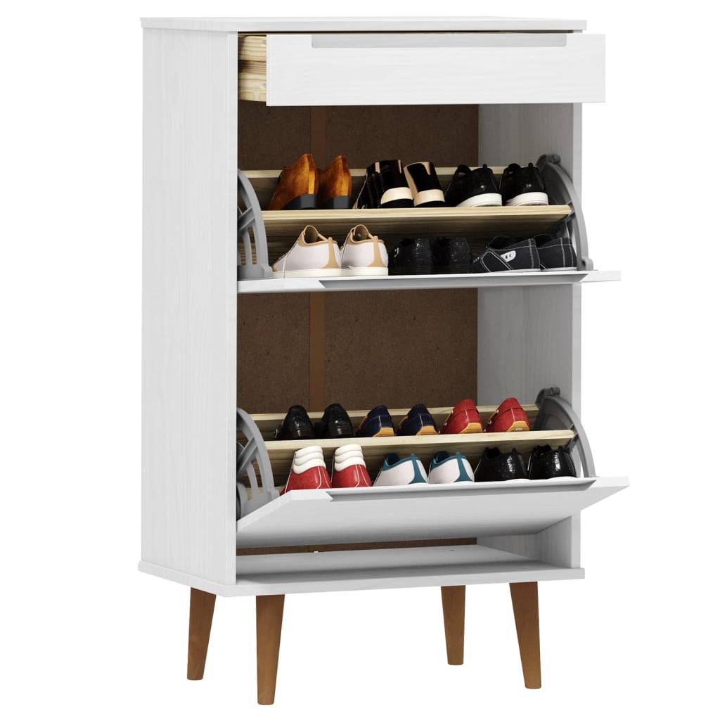 Vidaxl schoenenkast schimmel 59,5x35x103 cm massief groenhout wit