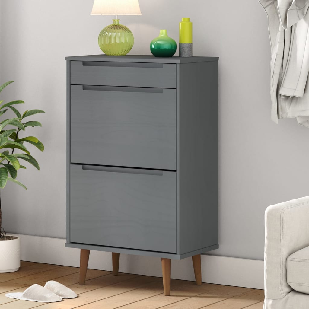 Vidaxl schoenenkast schimmel 59,5x35x103 cm massief groenenhout grijs