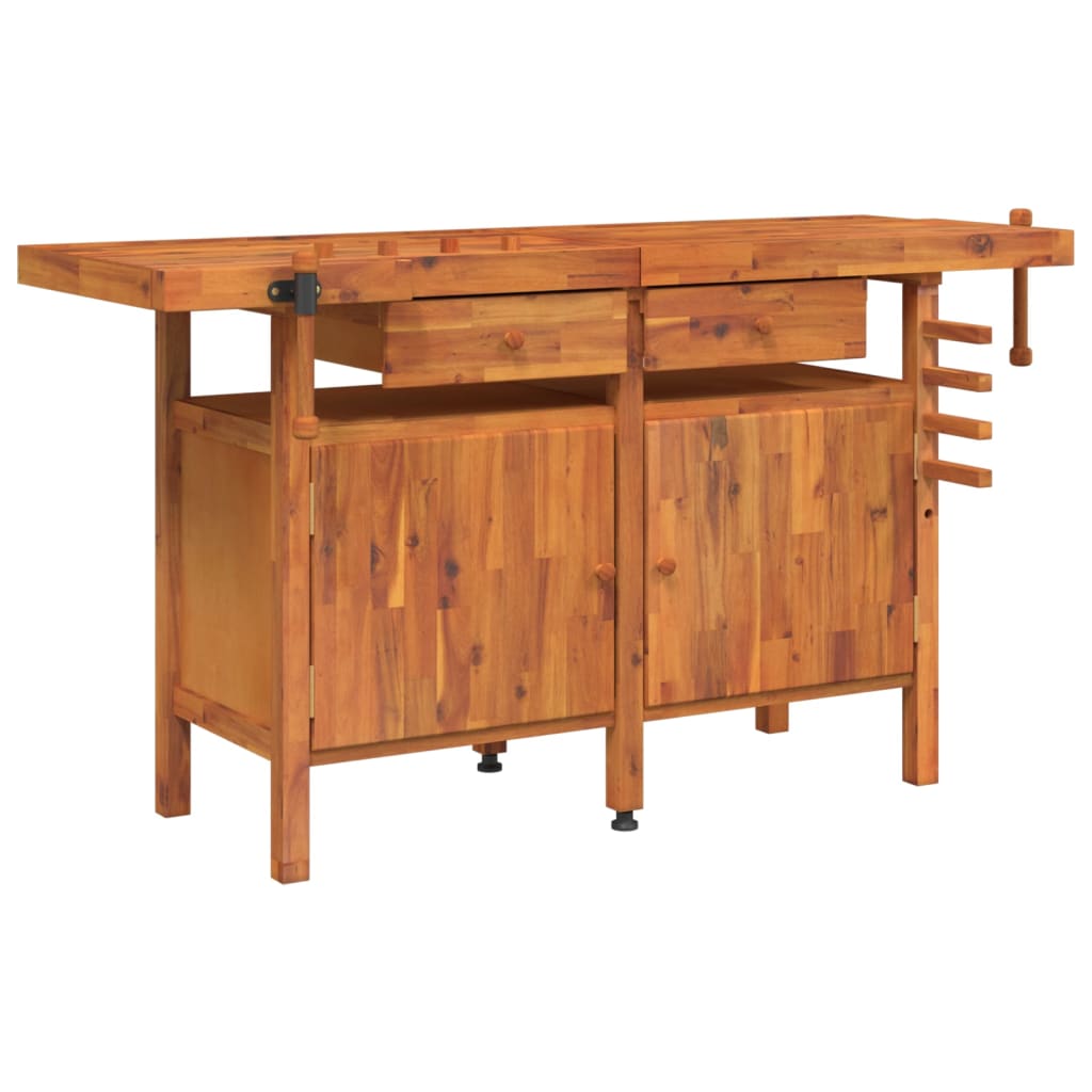 VidaXL Werkbank met laden en bankschroeven 162x62x83 cm acaciahout