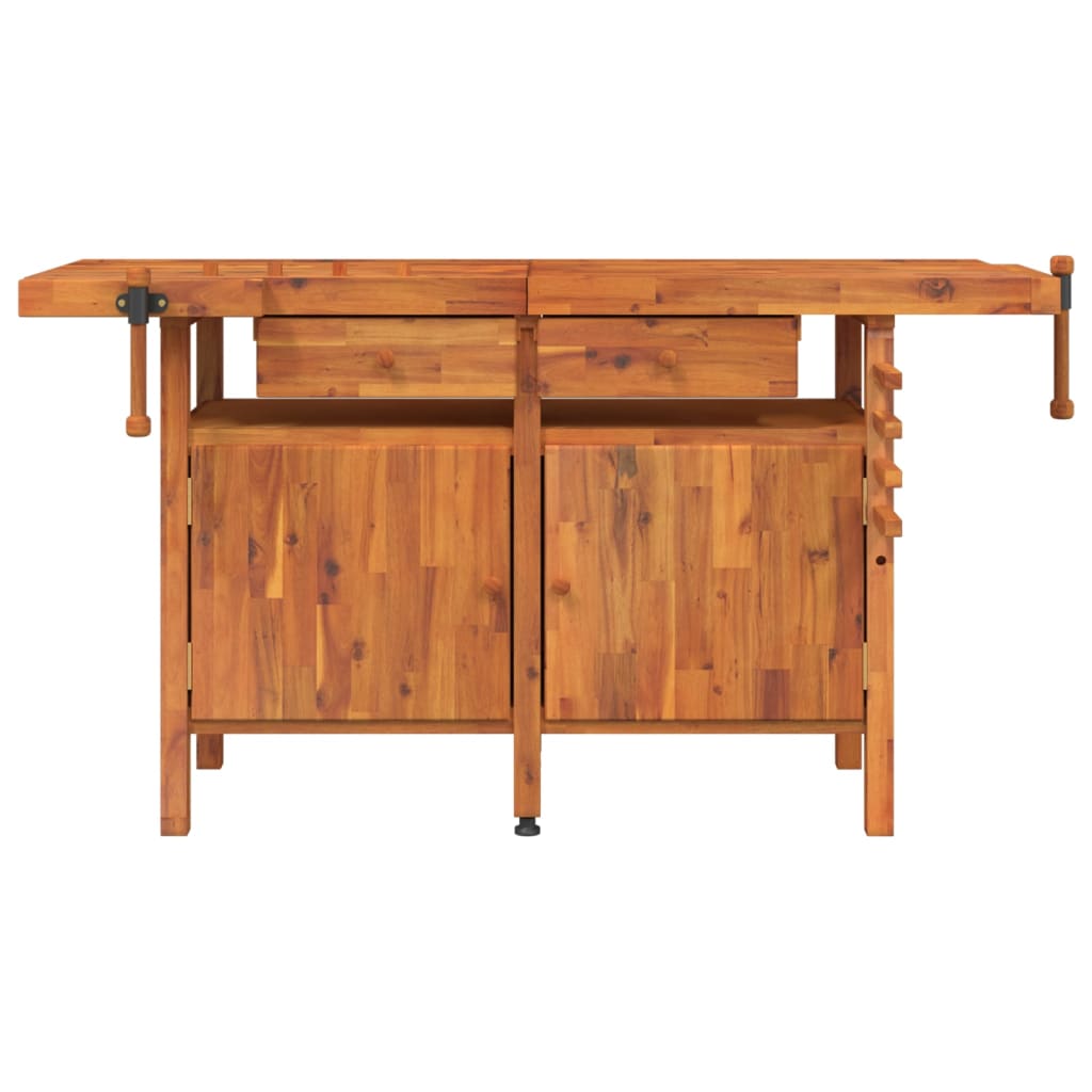 VidaXL Werkbank met laden en bankschroeven 162x62x83 cm acaciahout