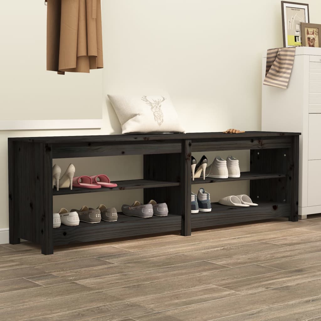 Vidaxl schoenenbank 160x36,5x50 cm massief groenenhout zwart