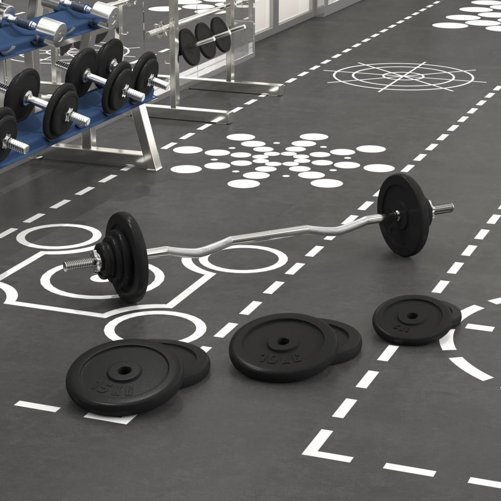 VidaXL Halster met gewichten 90 kg gietijzer en verchroomd staal
