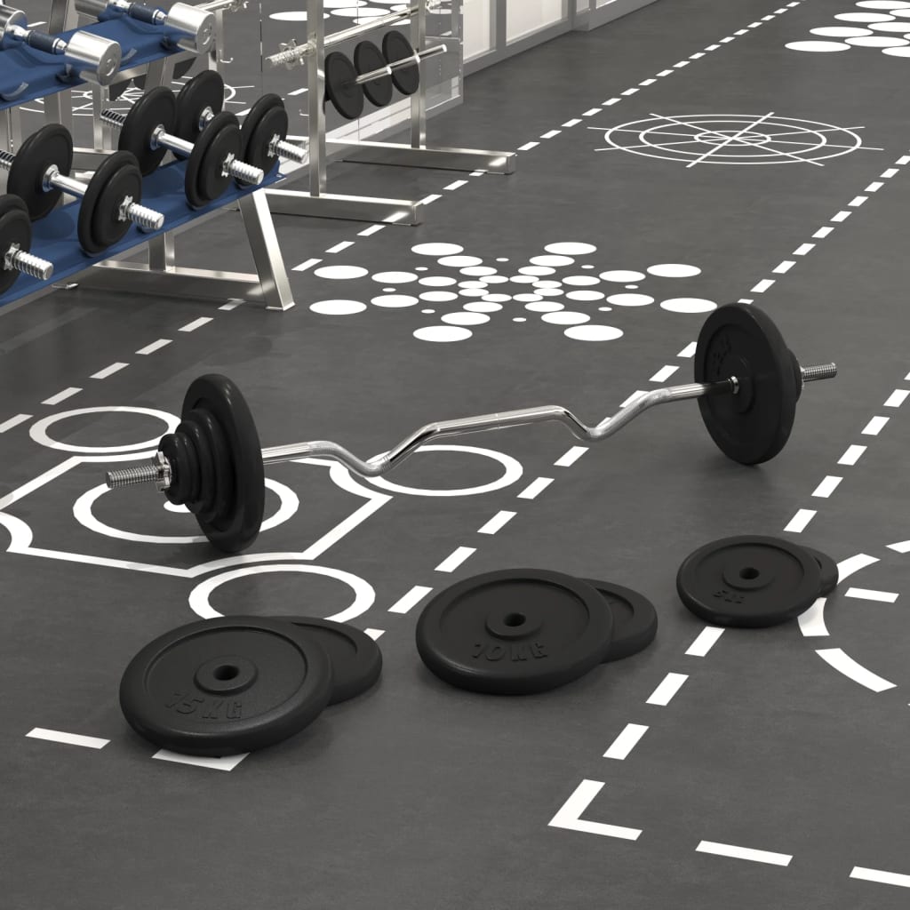 VidaXL Halster met gewichten 90 kg gietijzer en verchroomd staal