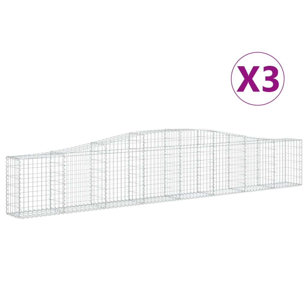 VidaXL Schanskorven 3 st gewelfd 400x30x60 80 cm ijzer