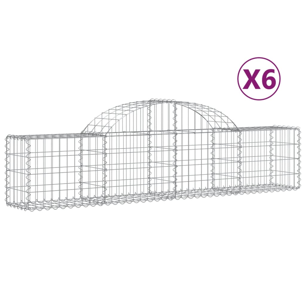 VidaXL Schanskorven 6 st gewelfd 200x30x40 60 cm gegalvaniseerd ijzer