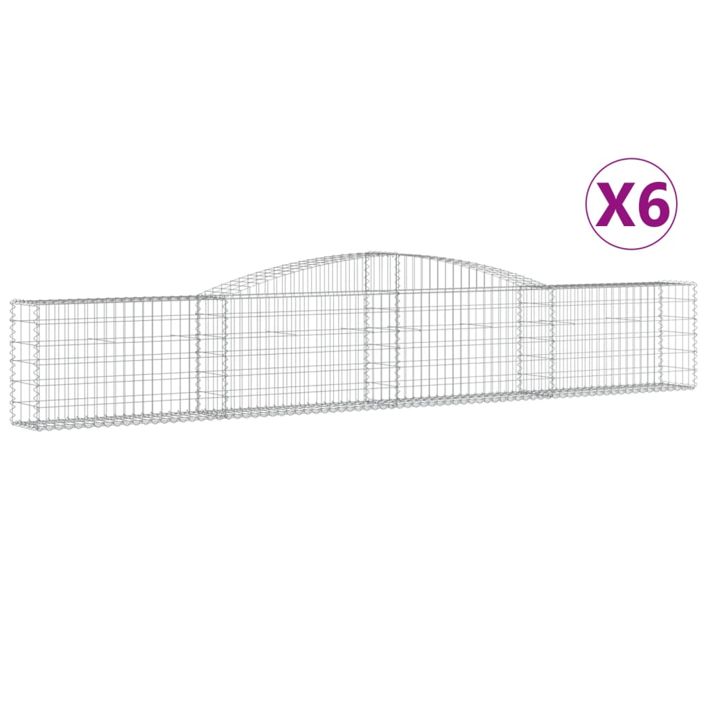 VidaXL Schanskorven 6 st gewelfd 400x30x60 80 cm ijzer