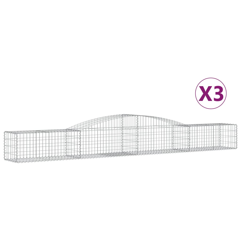 VidaXL Schanskorven 3 st gewelfd 400x50x40 60 cm ijzer