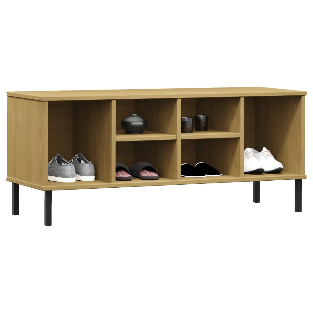 Vidaxl schoenenrek met metalen poten oslo 106x35x45cm groenenhout bruin
