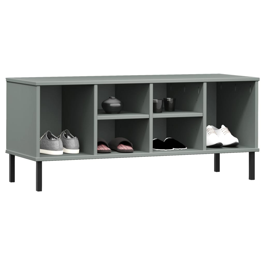 Vidaxl schoenenrek met metalen poten oslo 106x35x45 cm groen grijs