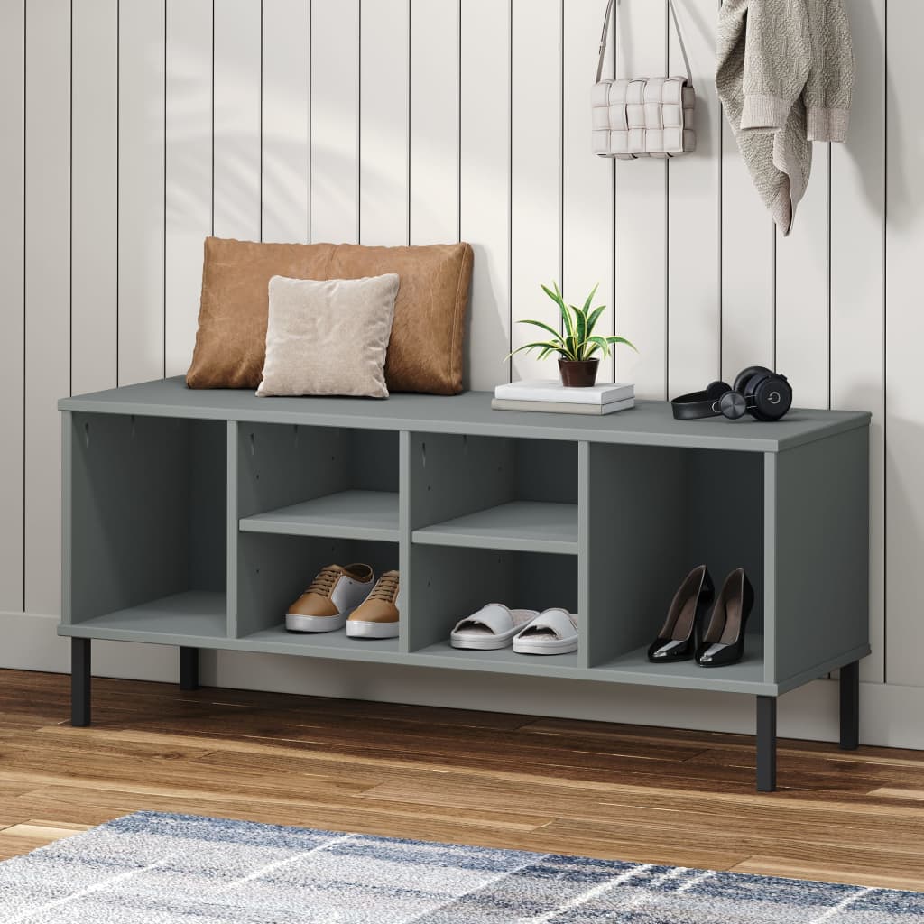 Vidaxl schoenenrek met metalen poten oslo 106x35x45 cm groen grijs