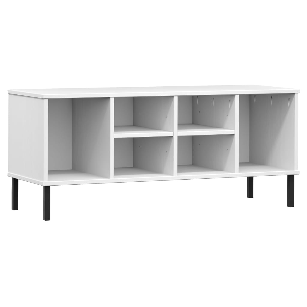 Vidaxl schoenenrek met metalen poten oslo 106x35x45 cm groenhout wit
