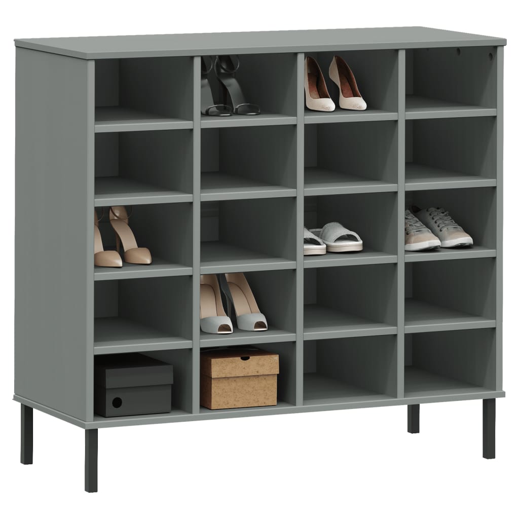 Vidaxl schoenenrek met metalen poten oslo 95x35x86 cm groen grijs