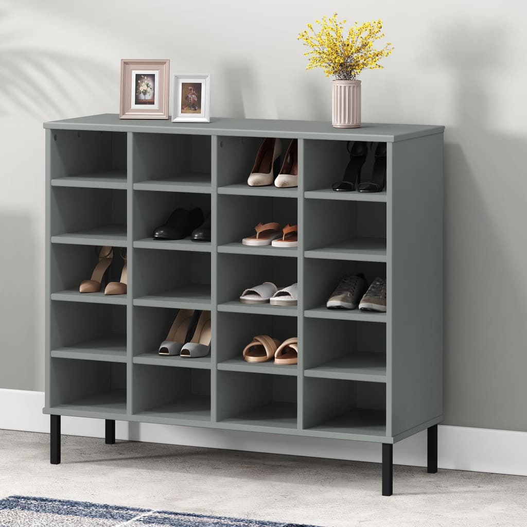 Vidaxl schoenenrek met metalen poten oslo 95x35x86 cm groen grijs