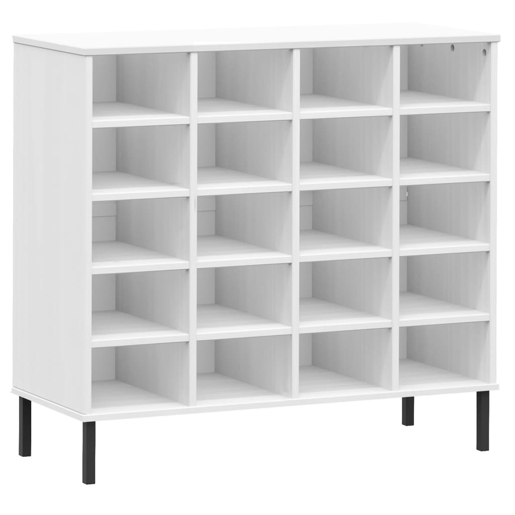 VidaXL Schoenenrek met metalen poten OSLO 95x35x86 cm groenhout wit