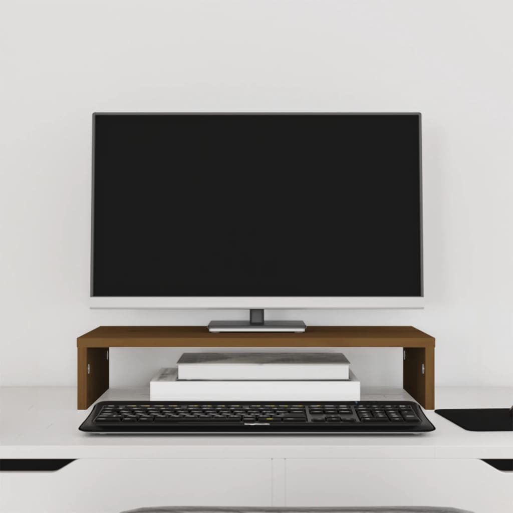 Vidaxl monitorstandaard 50x27x10 cm massief groenhout honingbruin