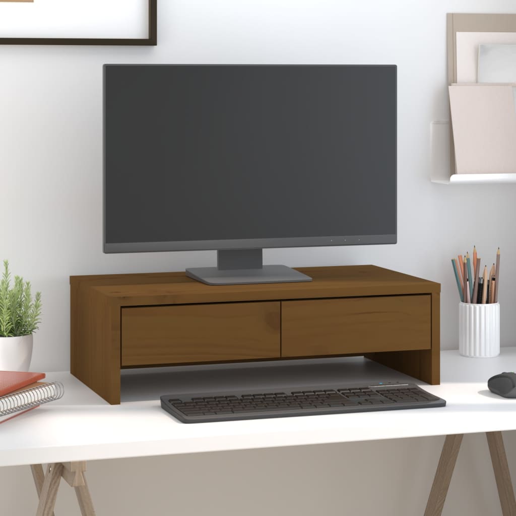 Vidaxl monitorstandaard 50x27x15 cm massief groenhout honingbruin