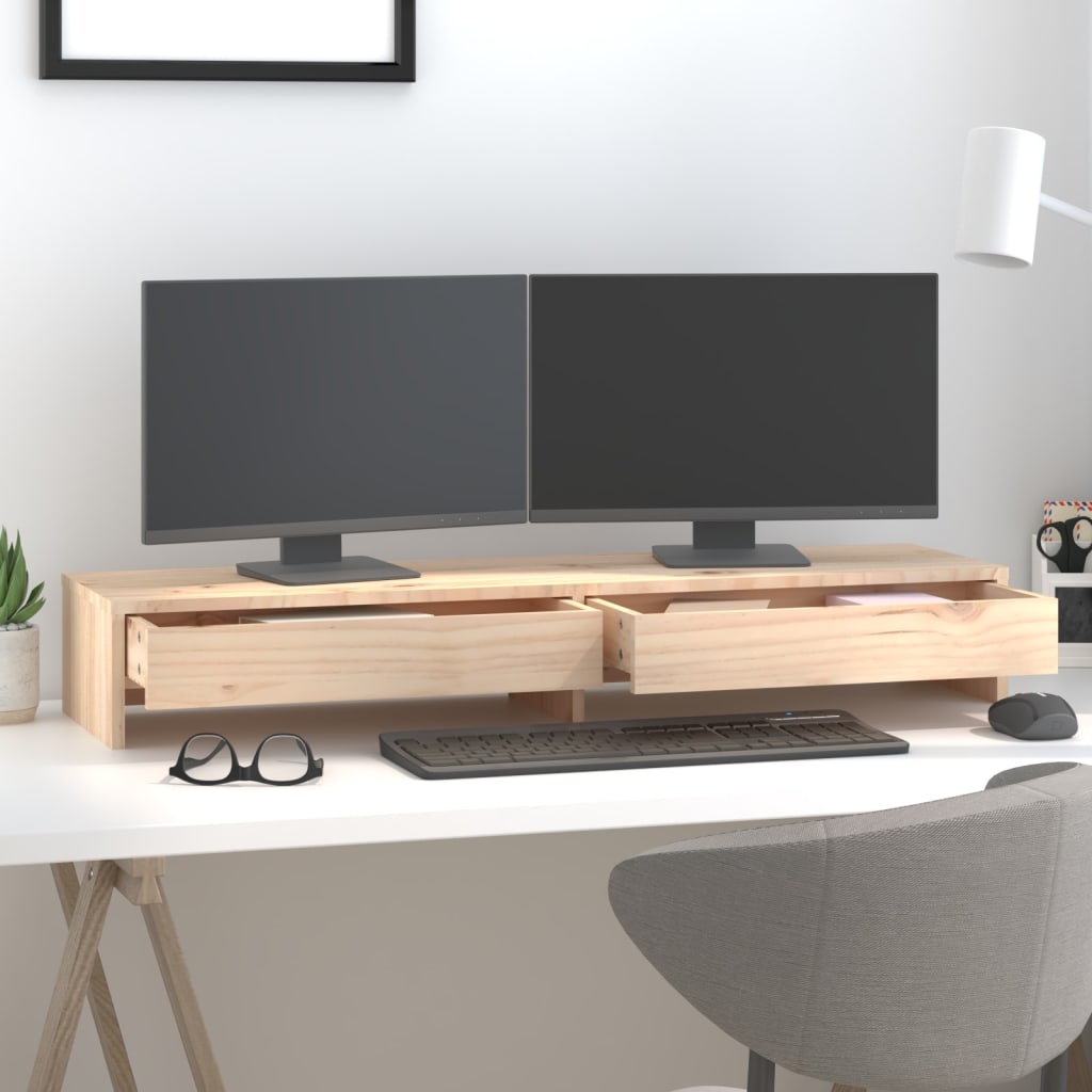 Vidaxl monitorstandaard 100x27x15 cm massief groenhout