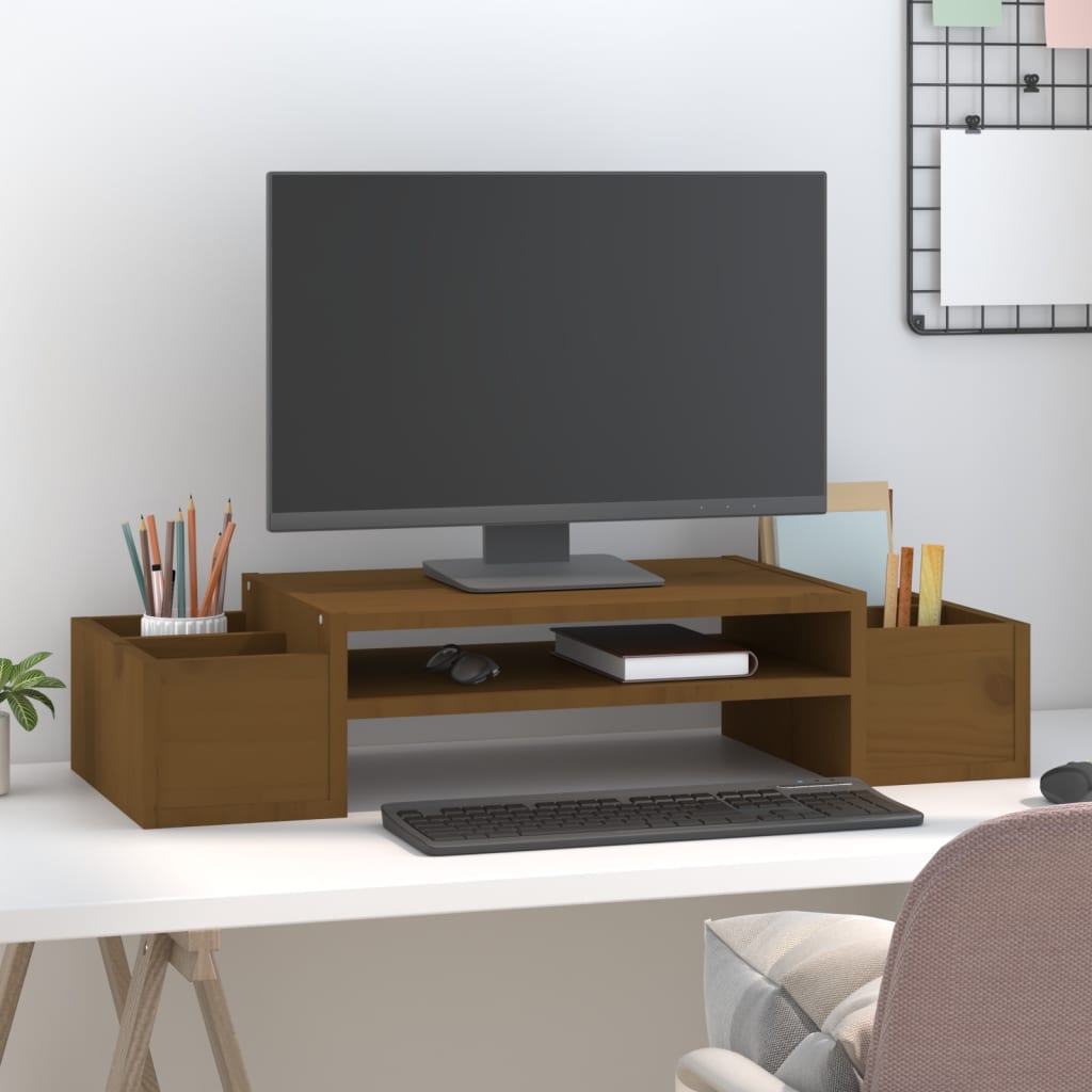 Vidaxl monitorstandaard 70x27,5x15 cm massief groenenhout honingbruin