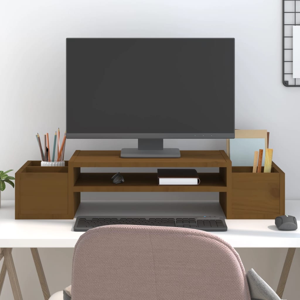 Vidaxl monitorstandaard 70x27,5x15 cm massief groenenhout honingbruin