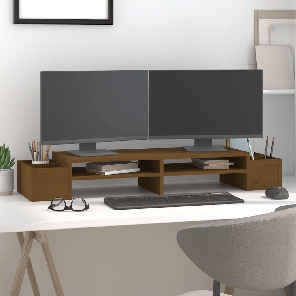 Vidaxl monitorstandaard 100x27,5x15 cm massief groenhout honingbruin