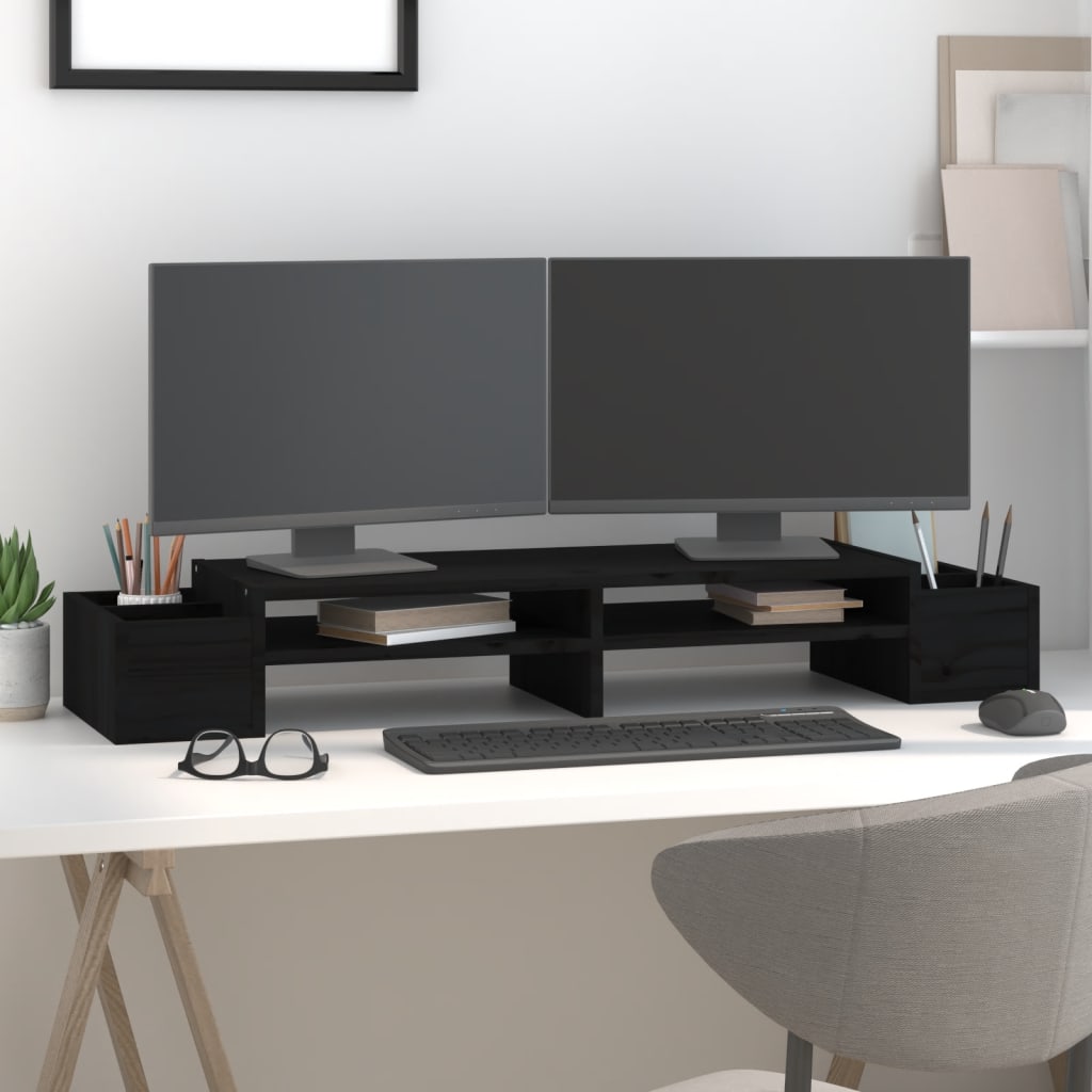 Vidaxl monitorstandaard 100x27,5x15 cm massief groenenhout zwart