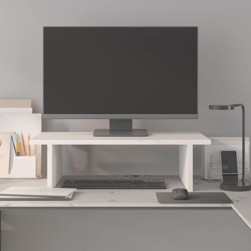 Vidaxl monitorstandaard 50x27x15 cm massief groenhout wit