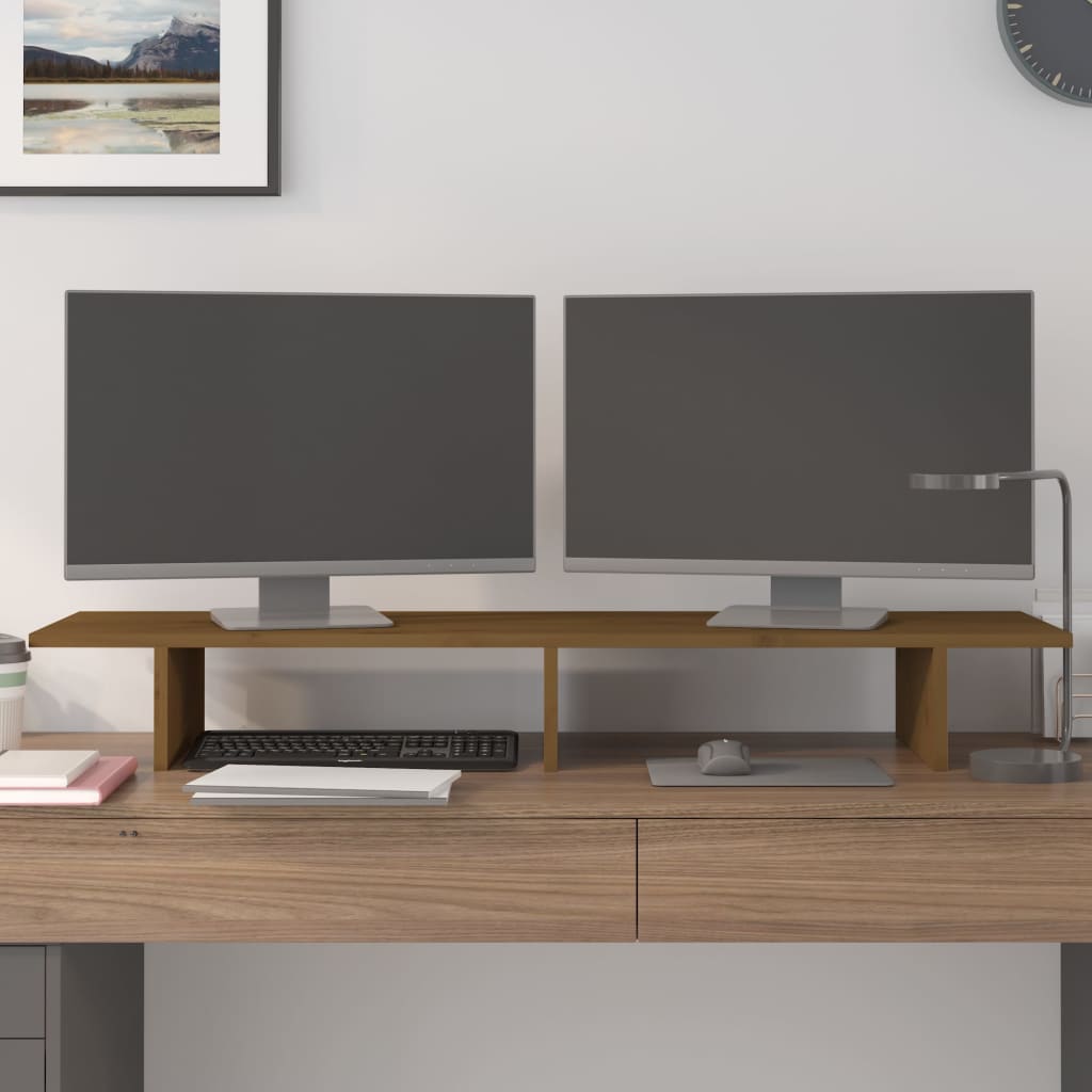 Vidaxl monitorstandaard 100x27x15 cm massief groenhout honingbruin