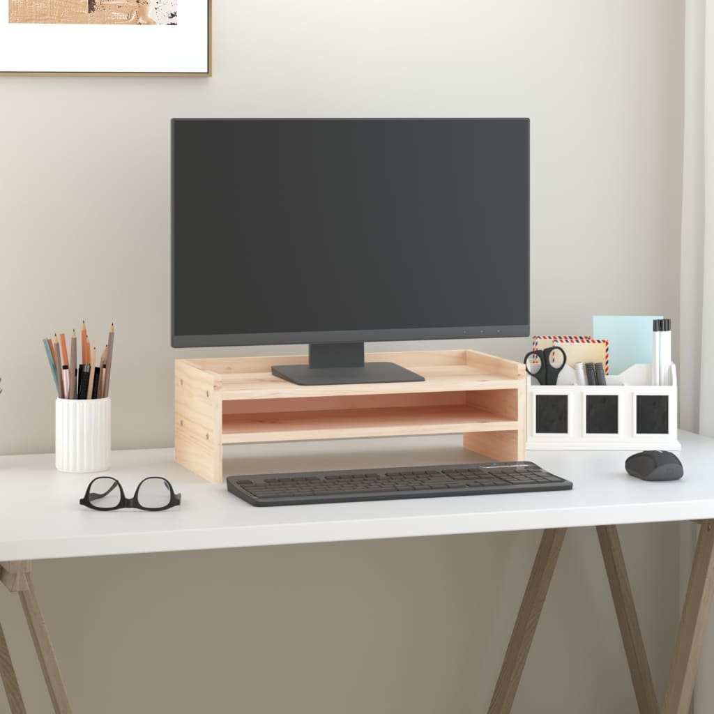 VidaXL Monitorstandaard 50x24x16 cm massief groenhout