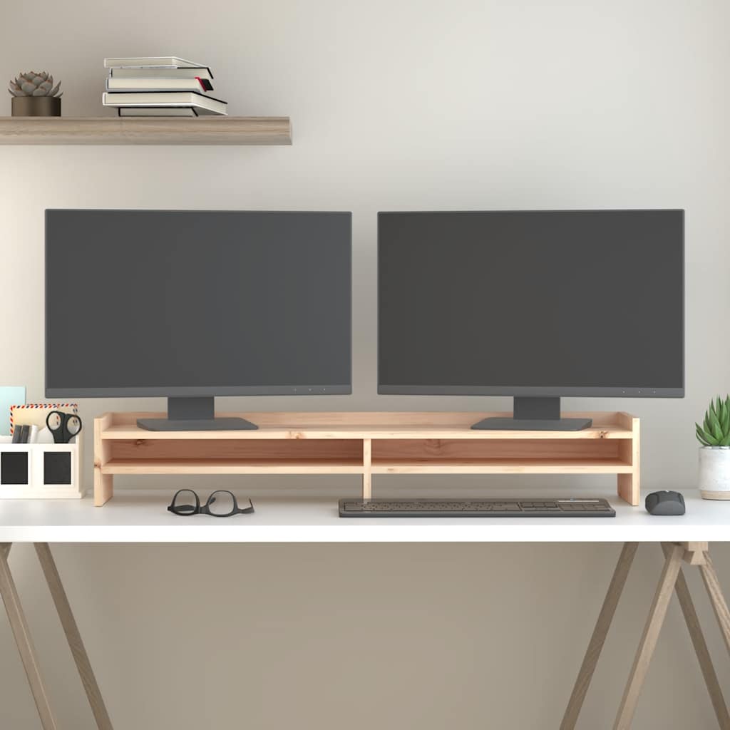 Vidaxl monitorstandaard 100x24x16 cm massief groenhout