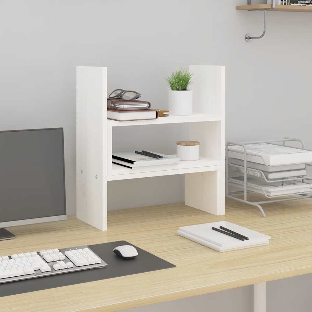 Vidaxl monitorstandaard (39-72)x17x43 cm massief groenenhout wit