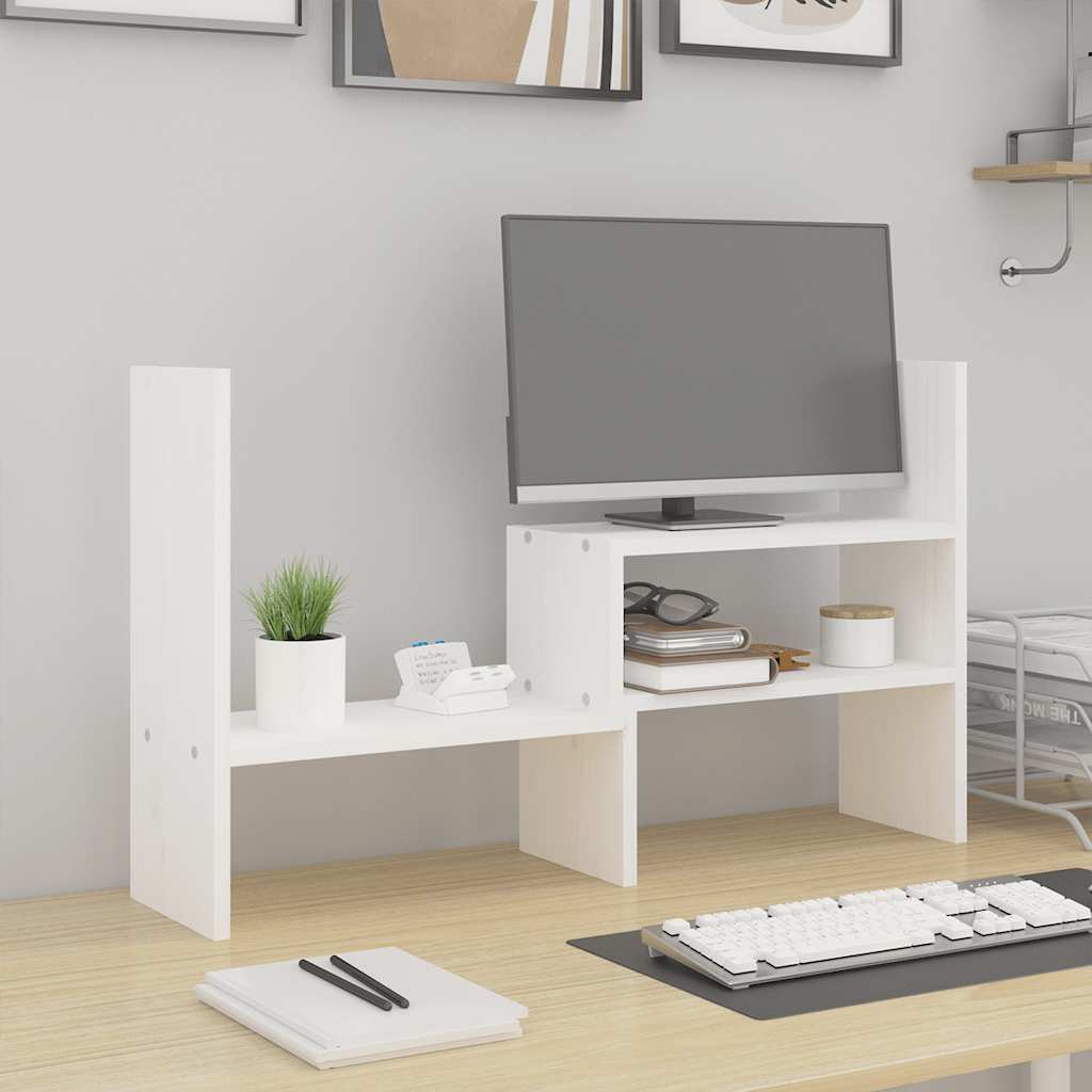 Vidaxl monitorstandaard (39-72)x17x43 cm massief groenenhout wit