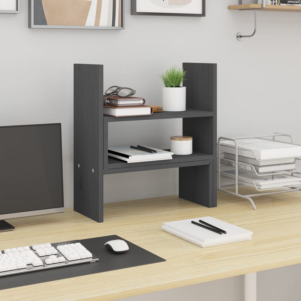 Vidaxl monitorstandaard (39-72)x17x43 cm massief groenenhout grijs