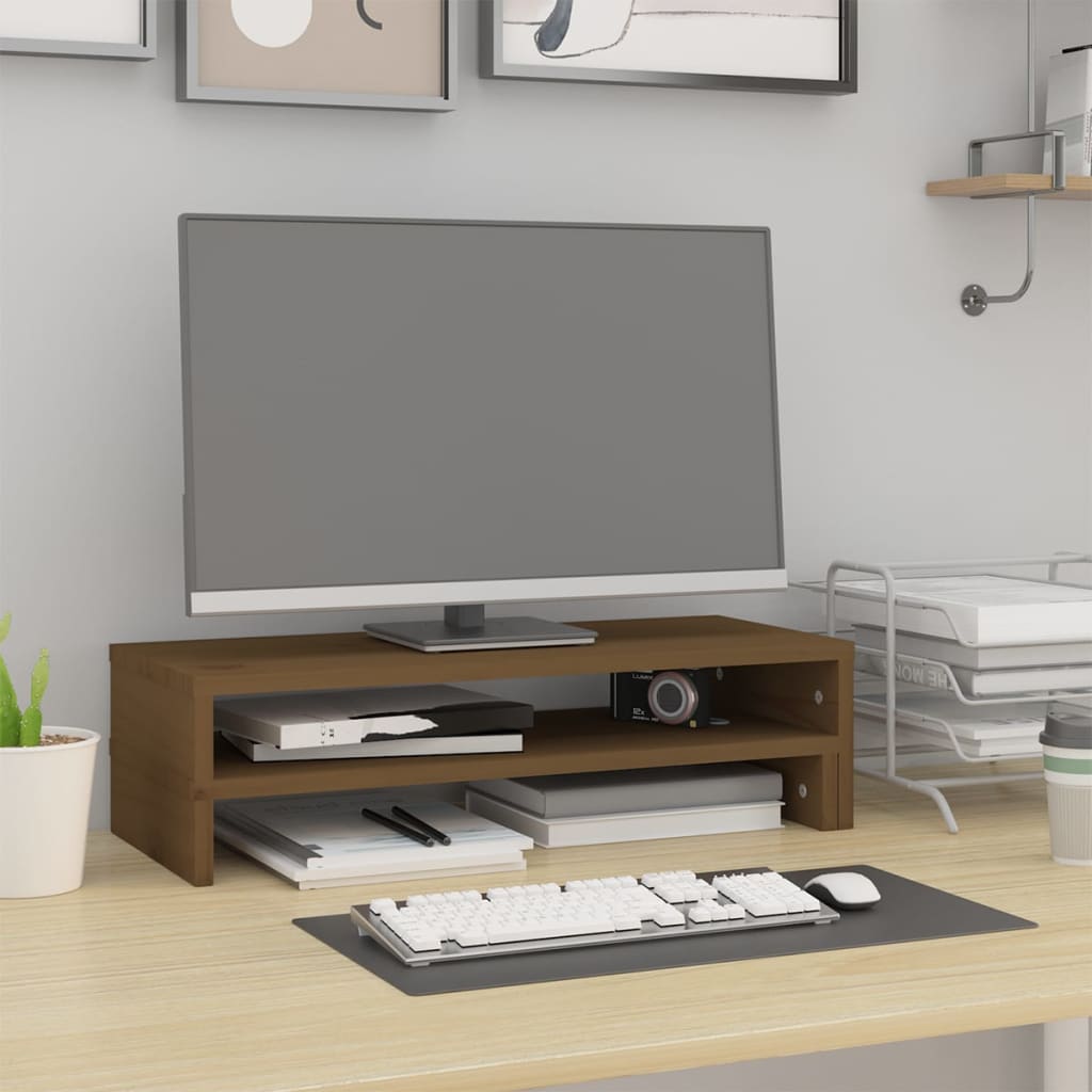 VidaXL Monitorstandaard (52-101)x22x14 cm groenenhout honingbruin