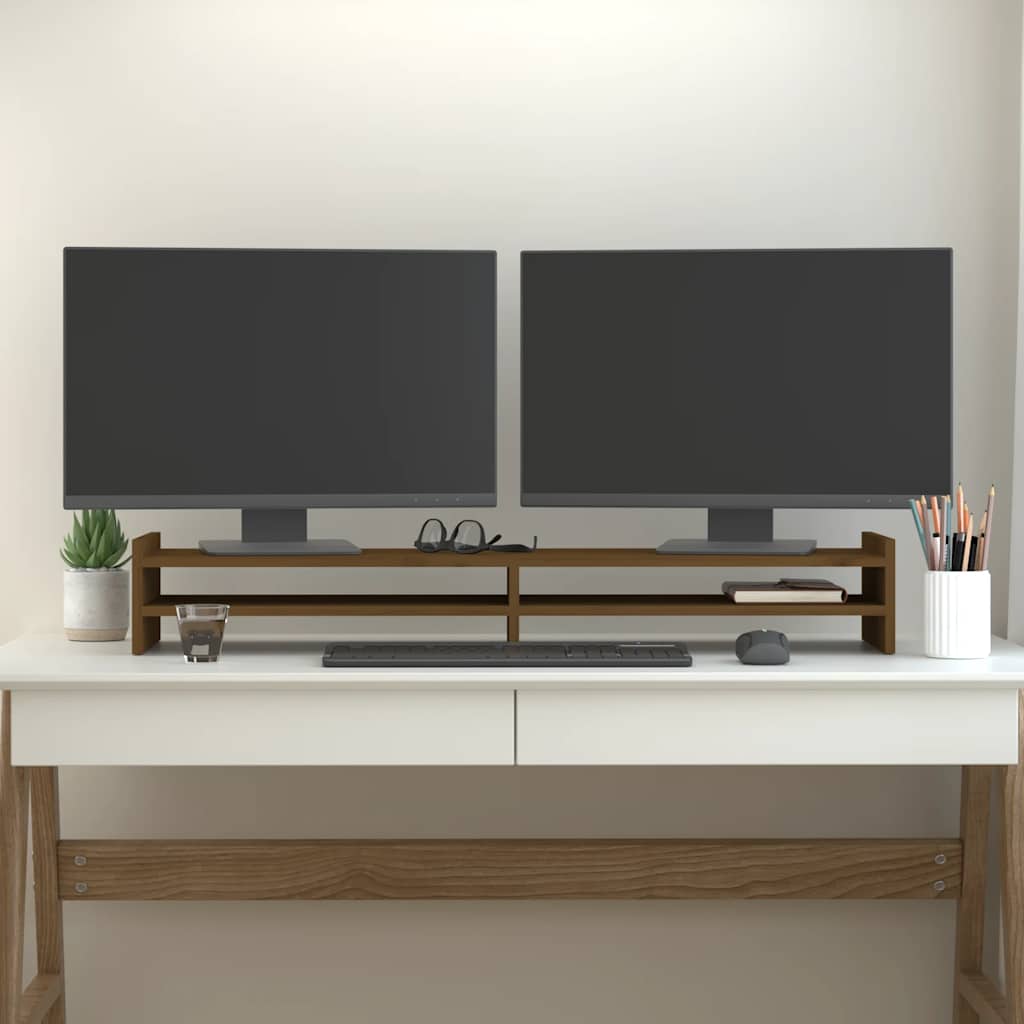 Vidaxl monitorstandaard 100x27x15 cm massief groenhout honingbruin