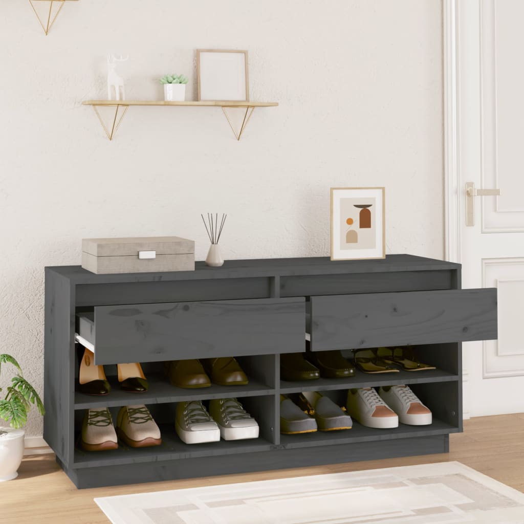 Vidaxl schoenenkast 110x34x52 cm massief groenenhout grijs