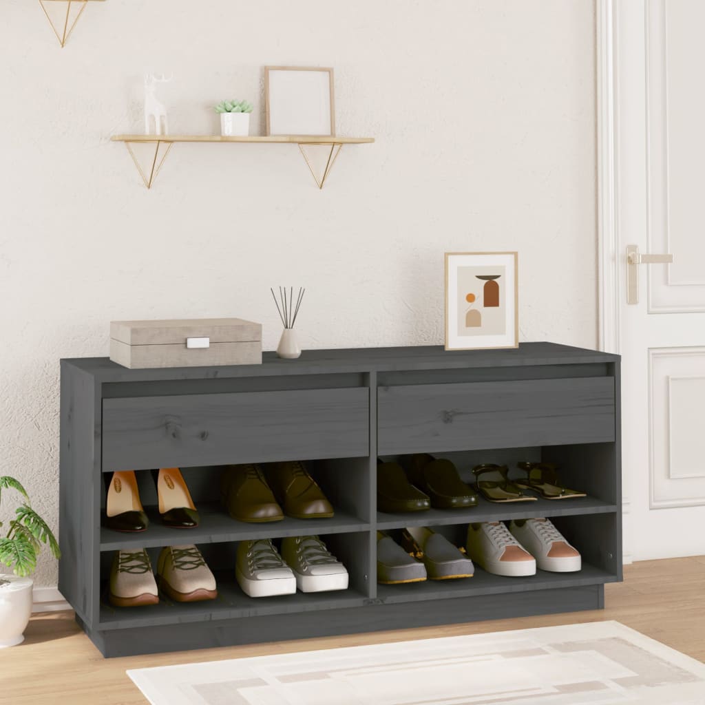 Vidaxl schoenenkast 110x34x52 cm massief groenenhout grijs