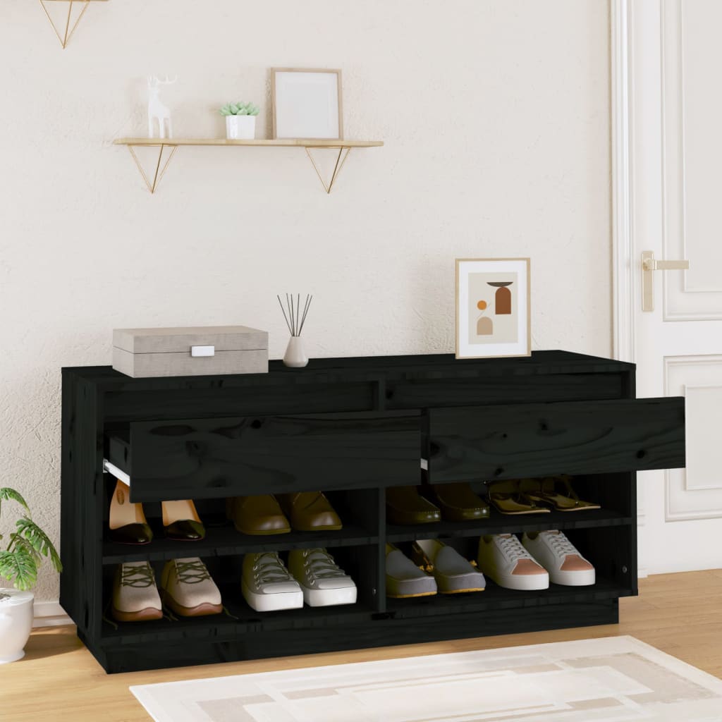 VidaXL Schoenenkast 110x34x52 cm massief groenenhout zwart