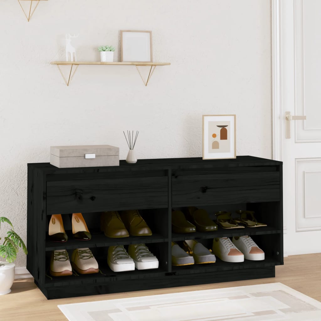 VidaXL Schoenenkast 110x34x52 cm massief groenenhout zwart