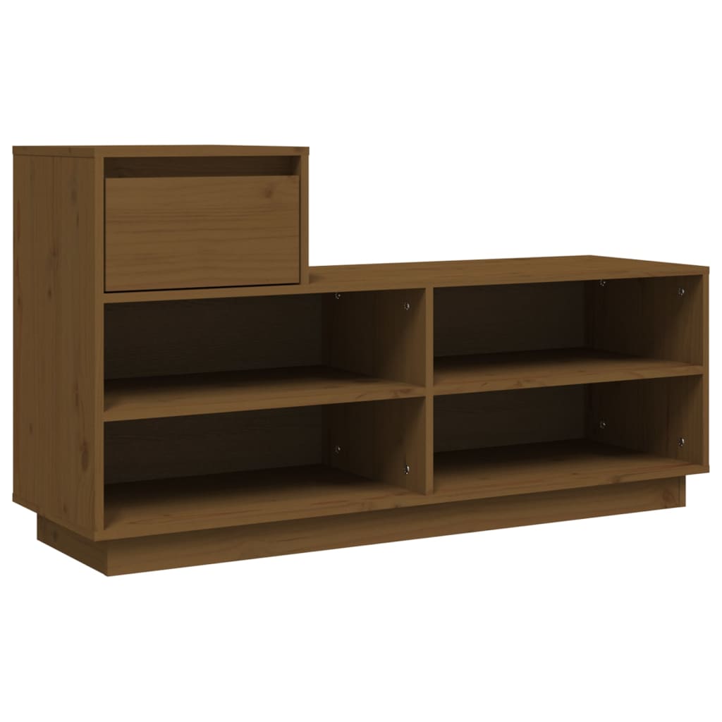 Vidaxl schoenenkast 110x34x61 cm massief groenhout honingbruin