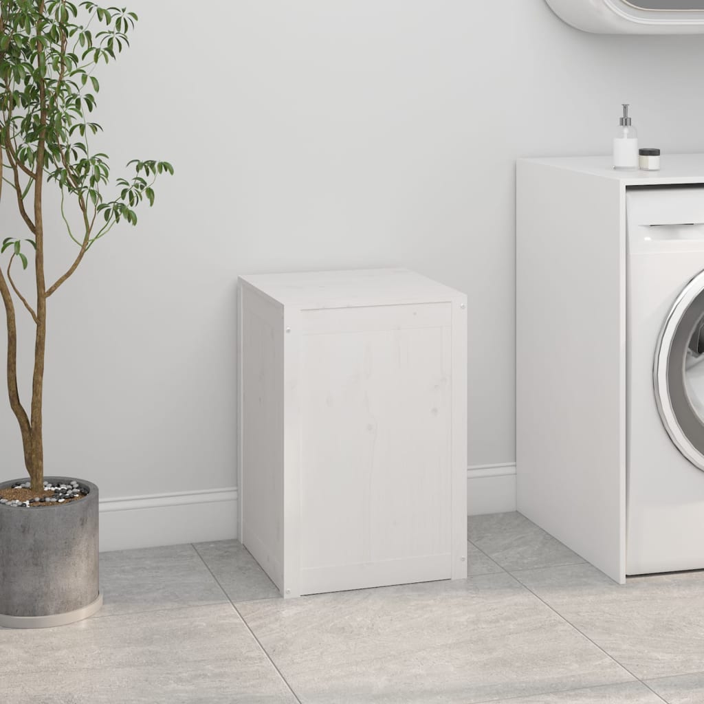 Vidaxl wasmand 44x44x66 cm massief groenhout wit