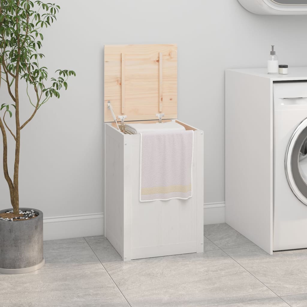 Vidaxl wasmand 44x44x66 cm massief groenhout wit